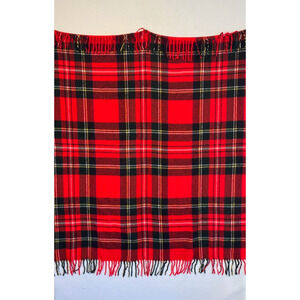Vtg Stadium Blanket Carriage Throw 100% Wool Troy Red Robe Blanket 55" x 53"